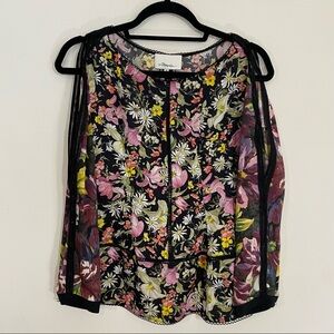 3.1 Phillip Lim Cold Shoulder Meadow Flower Floral 100% Silk Blouse Sz 8